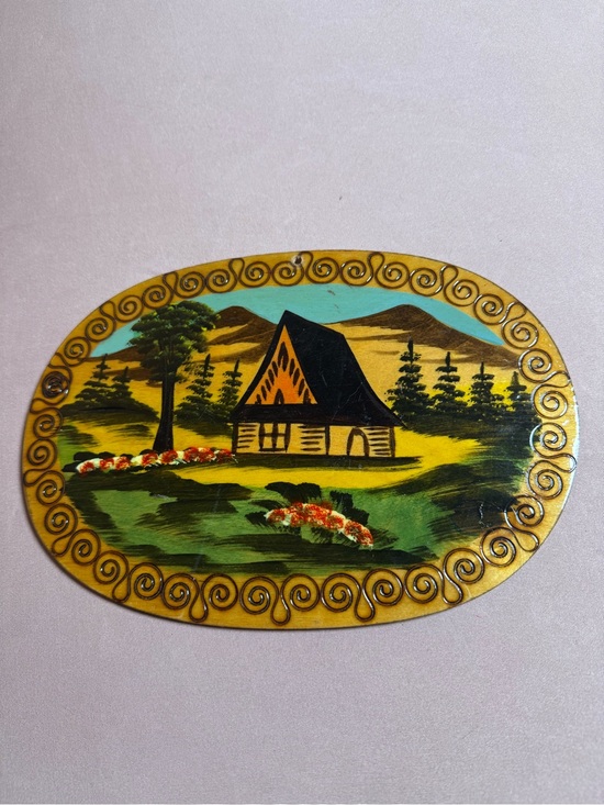 ANDRZEJ KOZERA Other - Vintage Polish Cabin Scene 70-80s Folk Art Handcrafted Pyrography ANDRZEJ KOZERA
